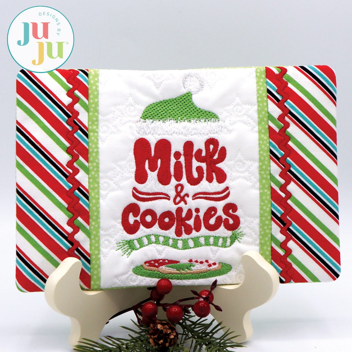 In The Hoop Milk Cookies Snack Mat Project by Oma's Place | Machine Embroidery Designs by JuJu
