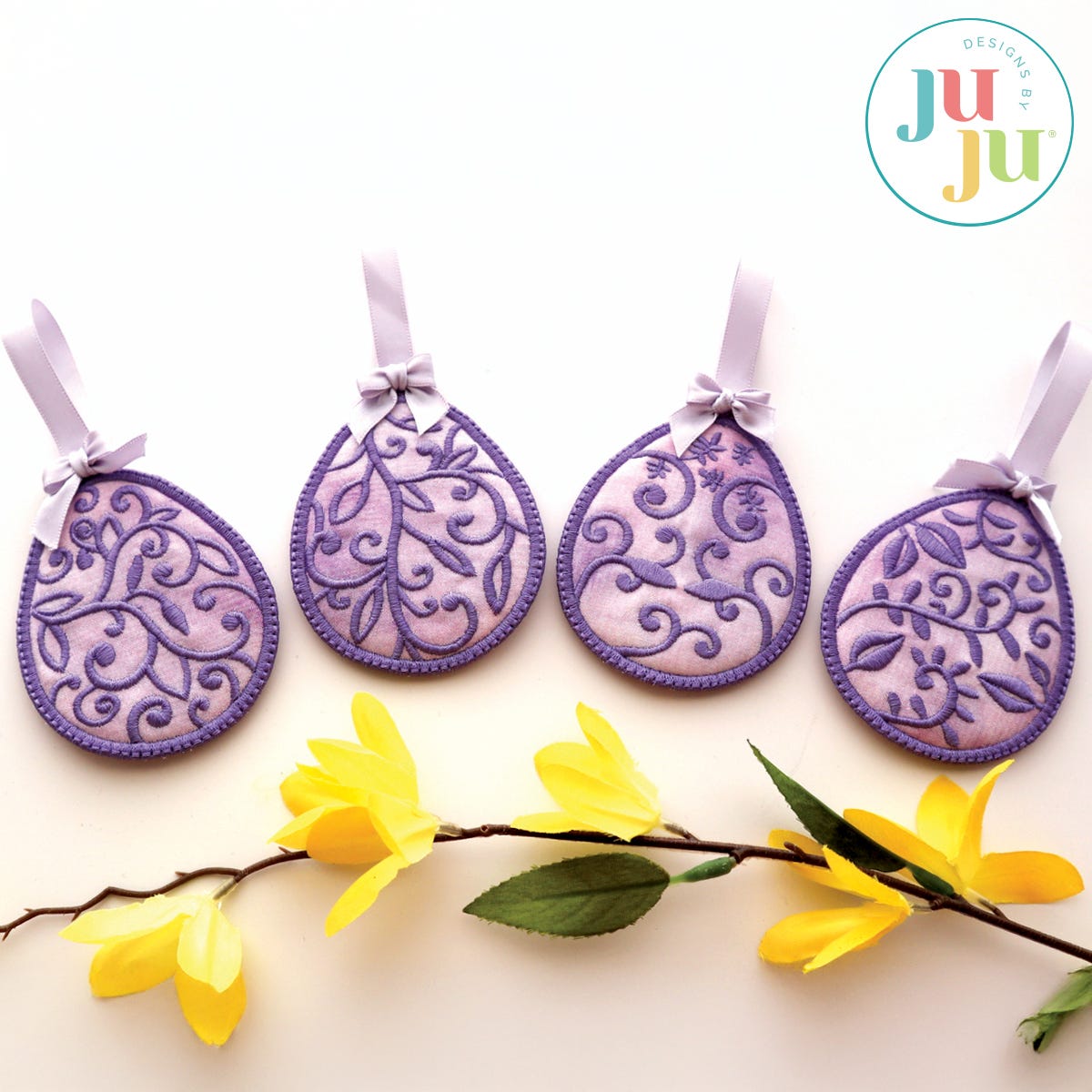In The Hoop Elegant Easter Ornaments Project by Oma's Place | Machine Embroidery Designs by JuJu