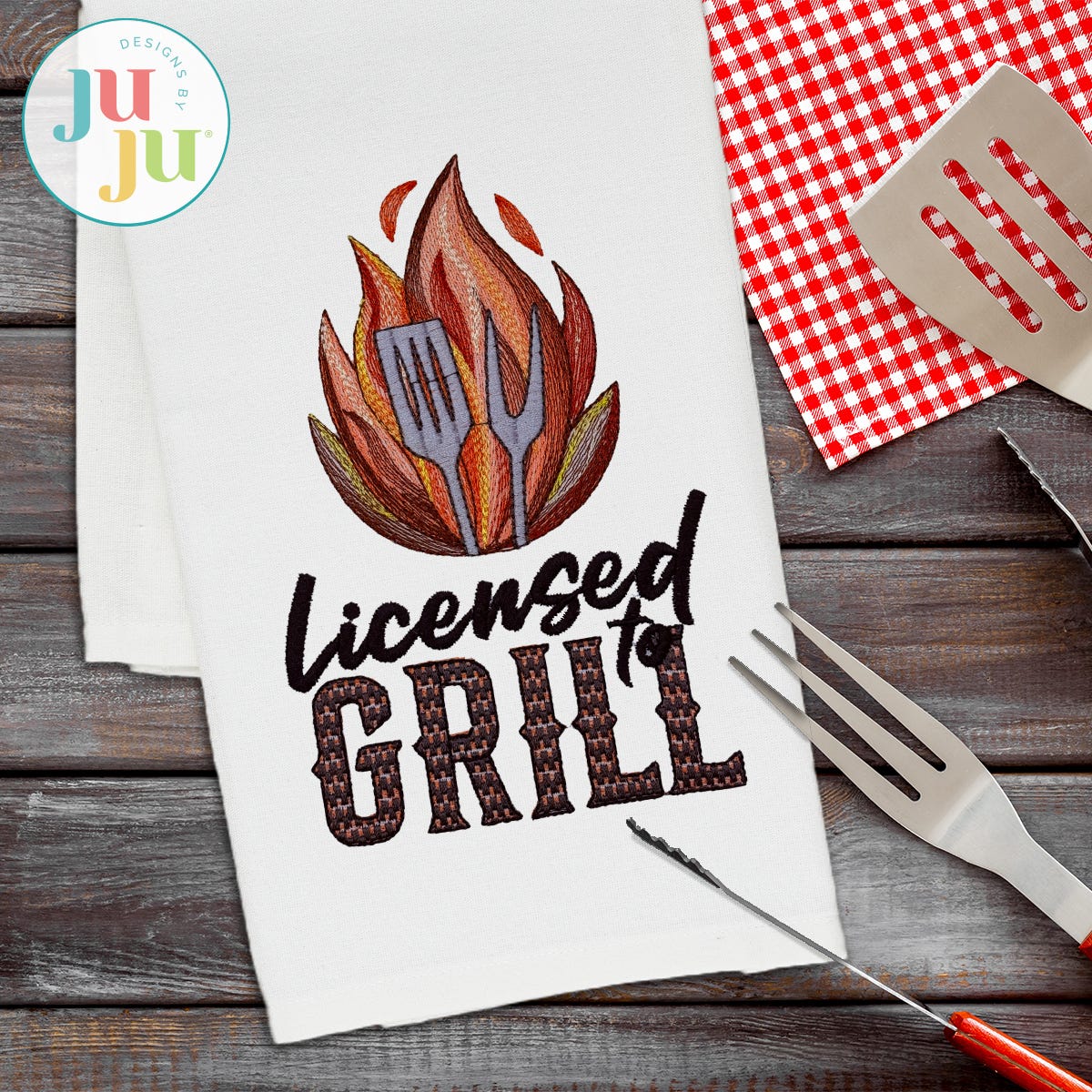 Grill Word Art Embroidery Set | Machine Embroidery Designs by JuJu