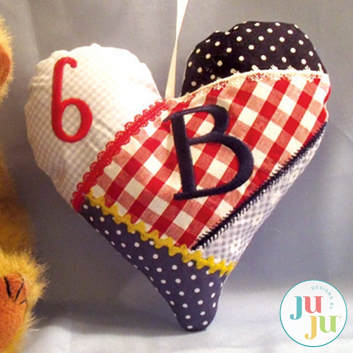 3D Crazy Patch Heart by Oma's Place | Machine Embroidery Designs by JuJu