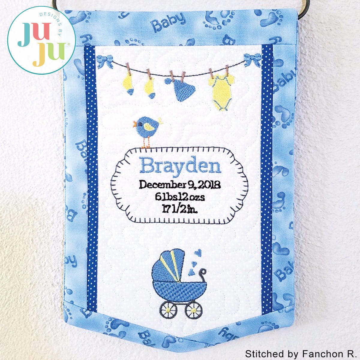 Baby Boy Banner Embroidery Design by Oma's Place | Machine Embroidery Designs by JuJu