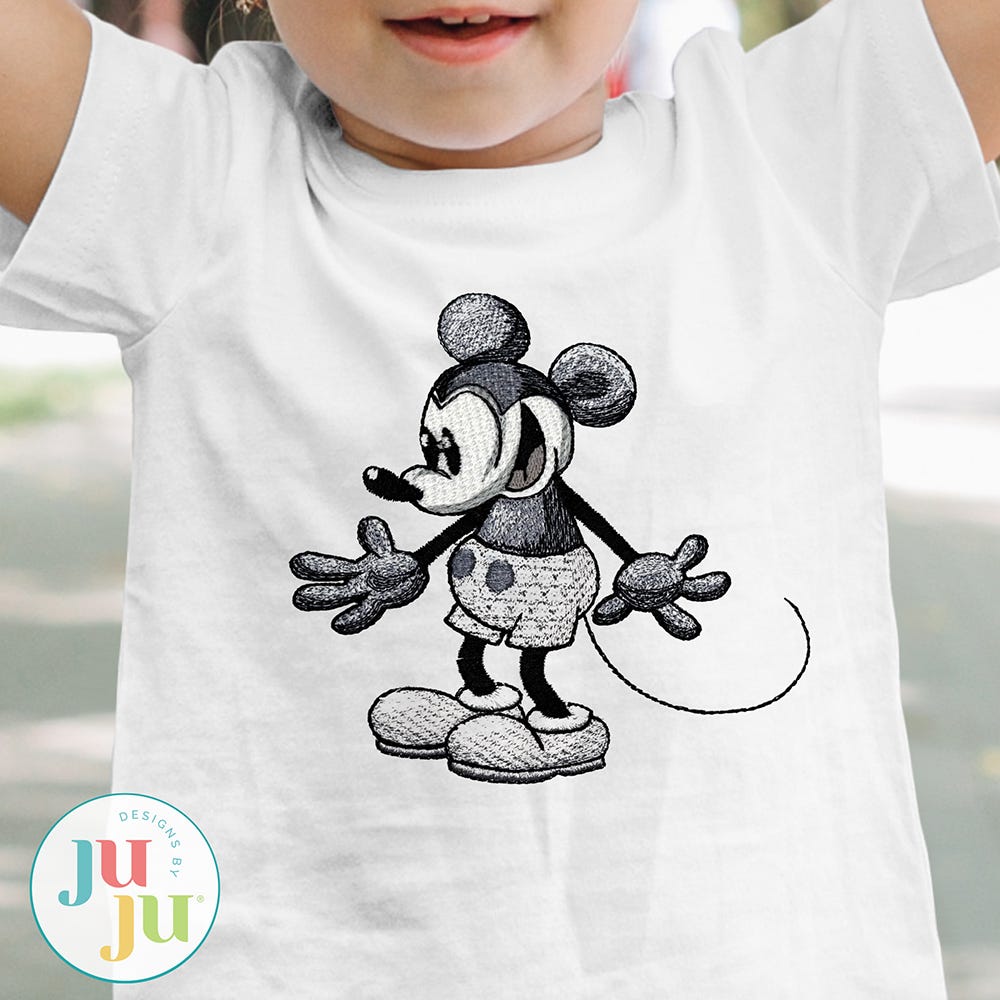 Steamboat Willie Standing Embroidery Design | Machine Embroidery Designs by JuJu