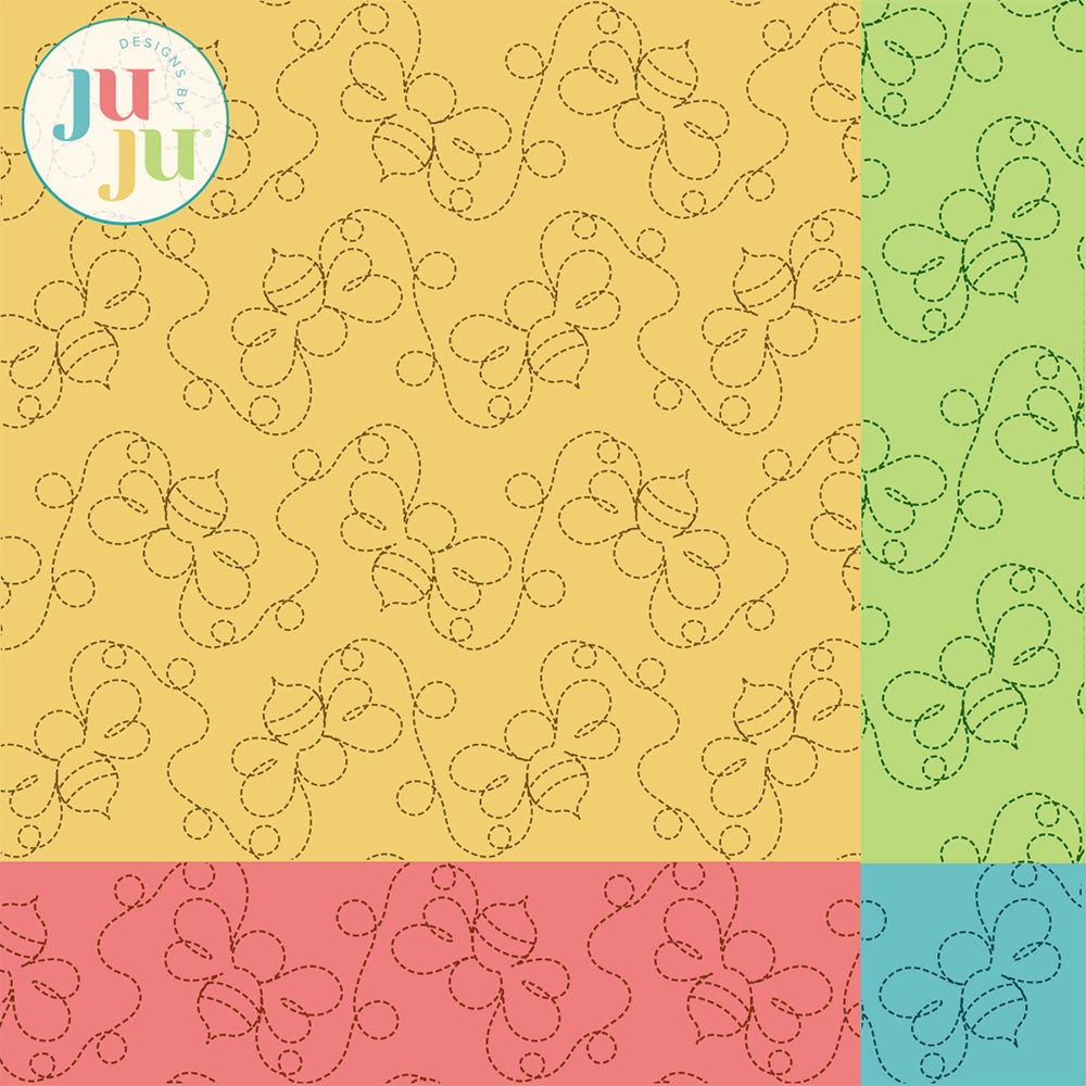 Swirly Bees Quilting Backdrop Design | Machine Embroidery Designs by JuJu