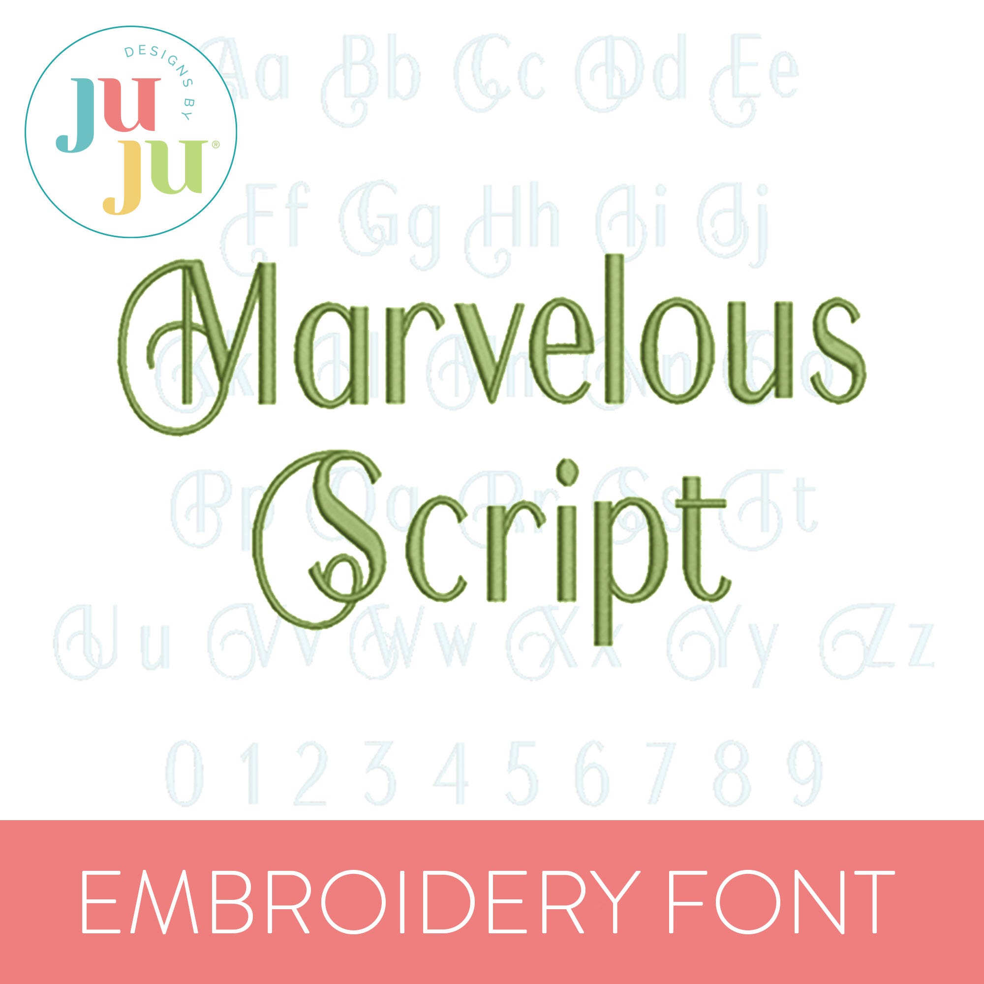 Marvelous Script Embroidery Font | Machine Embroidery Designs by JuJu