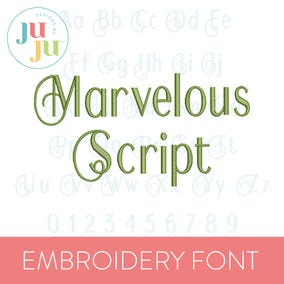 Marvelous Script Font Marvelous Embroidery Font | Machine Embroidery Designs by JuJu