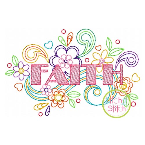 Itch 2 Stitch Faith Doodle Digital Embroidery Machine Designs by JuJu