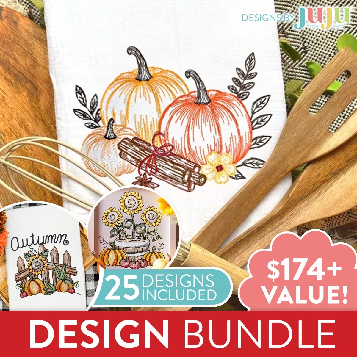 Fall Sketch Embroidery Designs Bundle