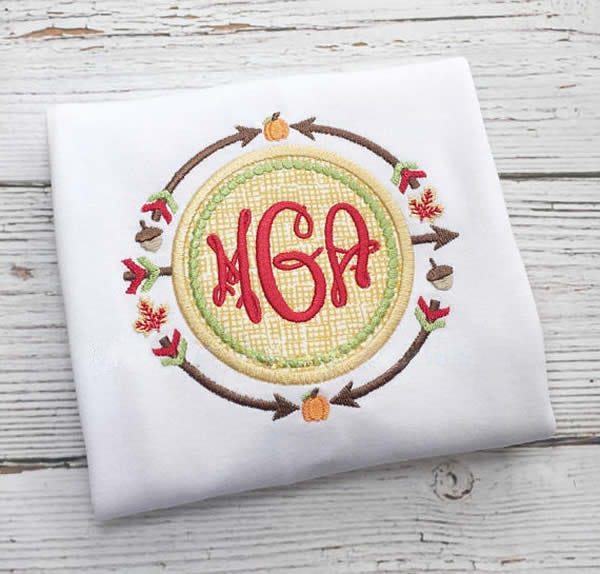 Fall Arrow Circle Embroidery Design