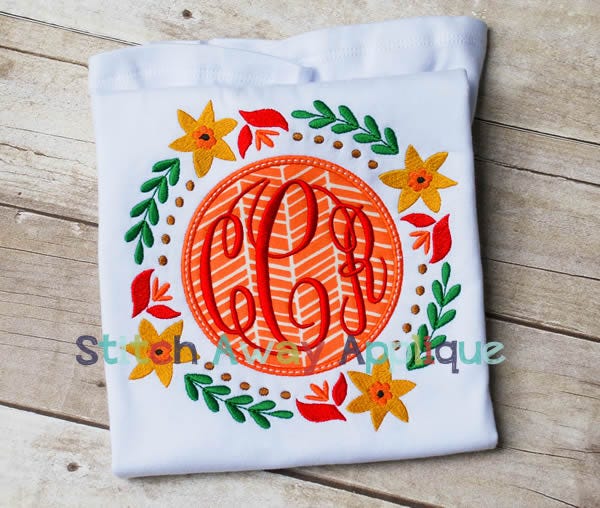 Fall Floral Frame | Machine Embroidery Designs by JuJu