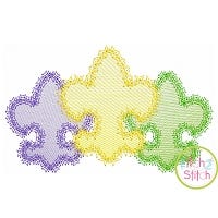 Fancy Fleur De Lis Trio Sketch Embroidery | Machine Embroidery Designs by JuJu