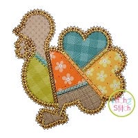 Fancy Patchwork Turkey Applique | Machine Embroidery Designs by JuJu
