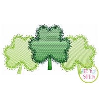 Fancy Shamrock Trio Sketch Embroidery | Machine Embroidery Designs by JuJu