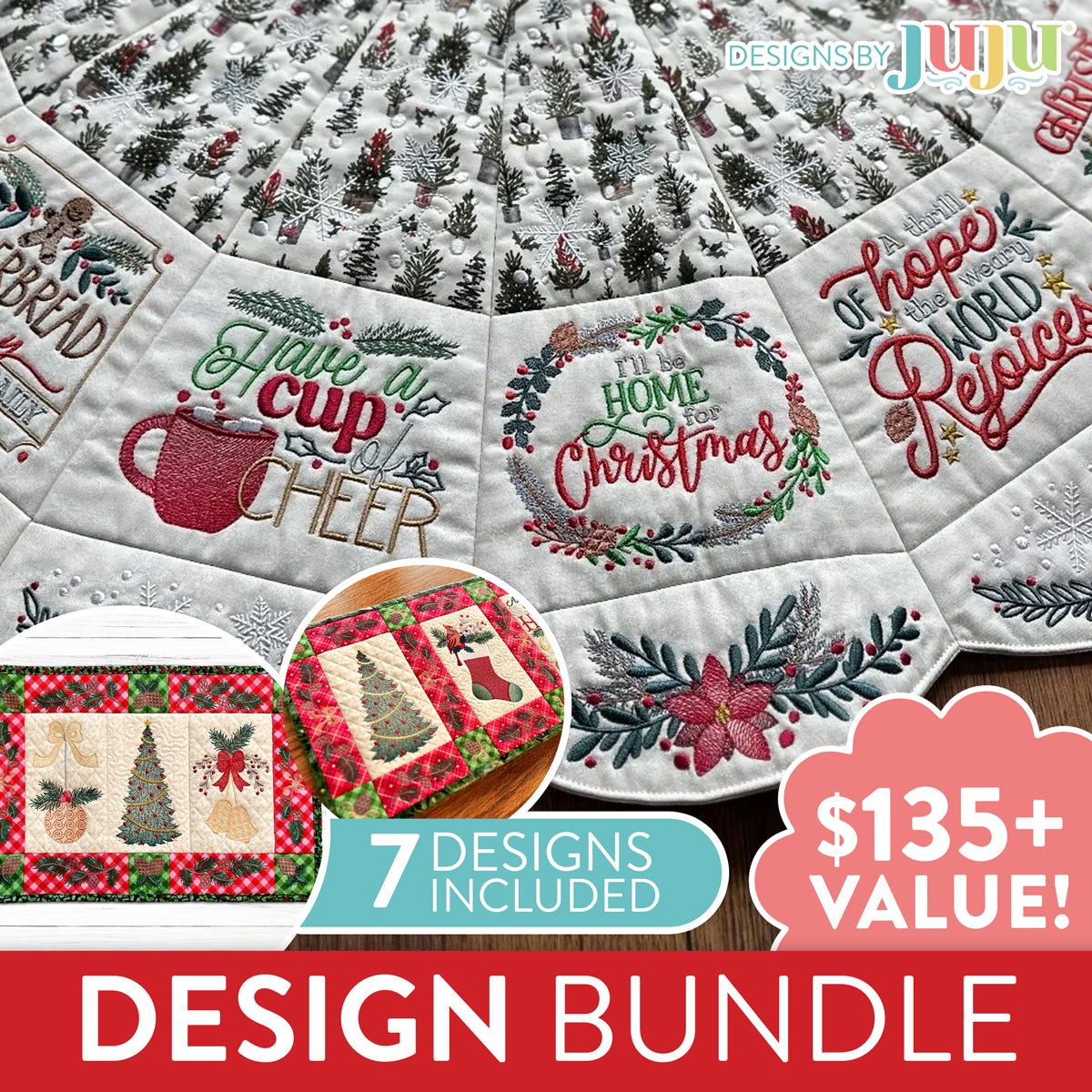Farmhouse Christmas Decor In The Hoop Bundle