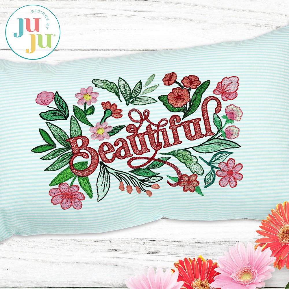 Beautiful Word Art Embroidery Design | Machine Embroidery Designs by JuJu