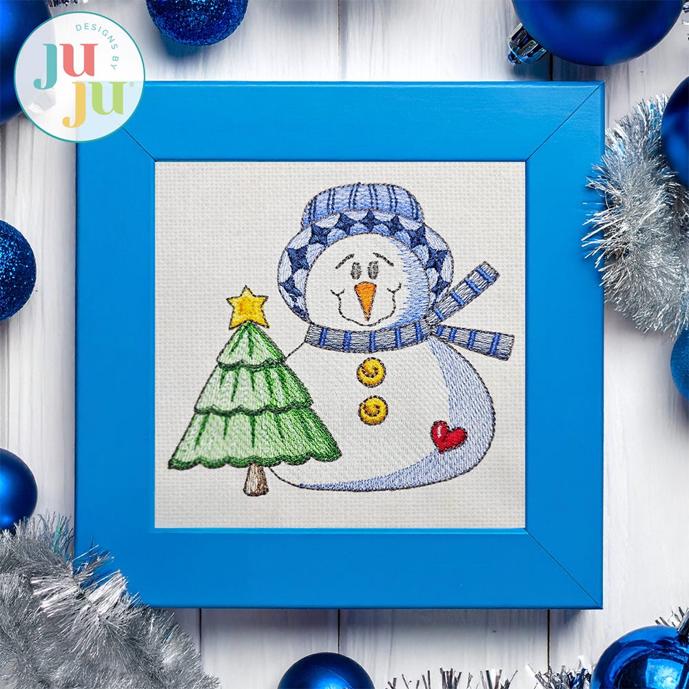 Chunky Whimsy Prim Snowmen 1 Embroidery Set | Machine Embroidery Designs by JuJu