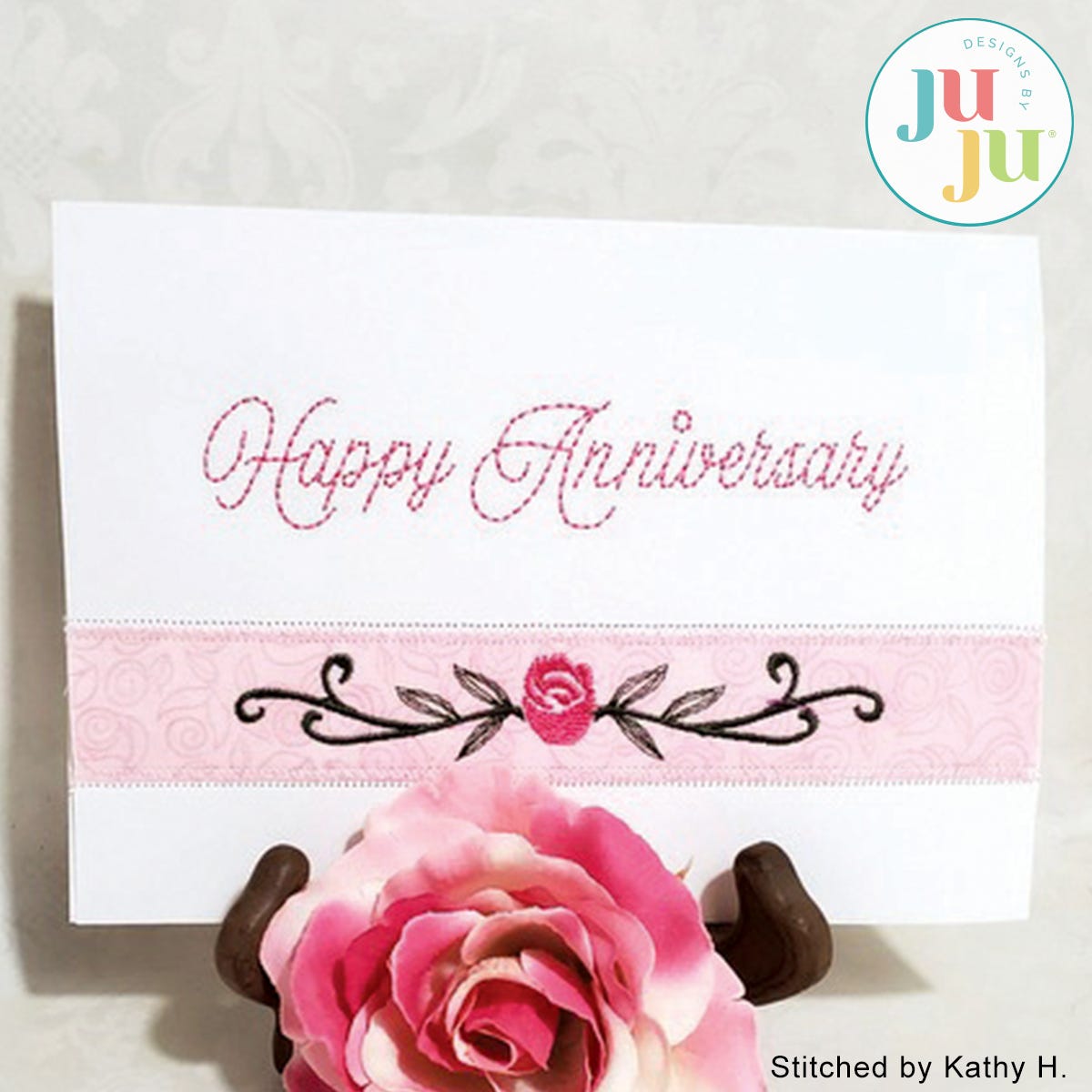  Anniversary Greeting Card Embroidery Design by Oma's Place | Machine Embroidery Designs by JuJu