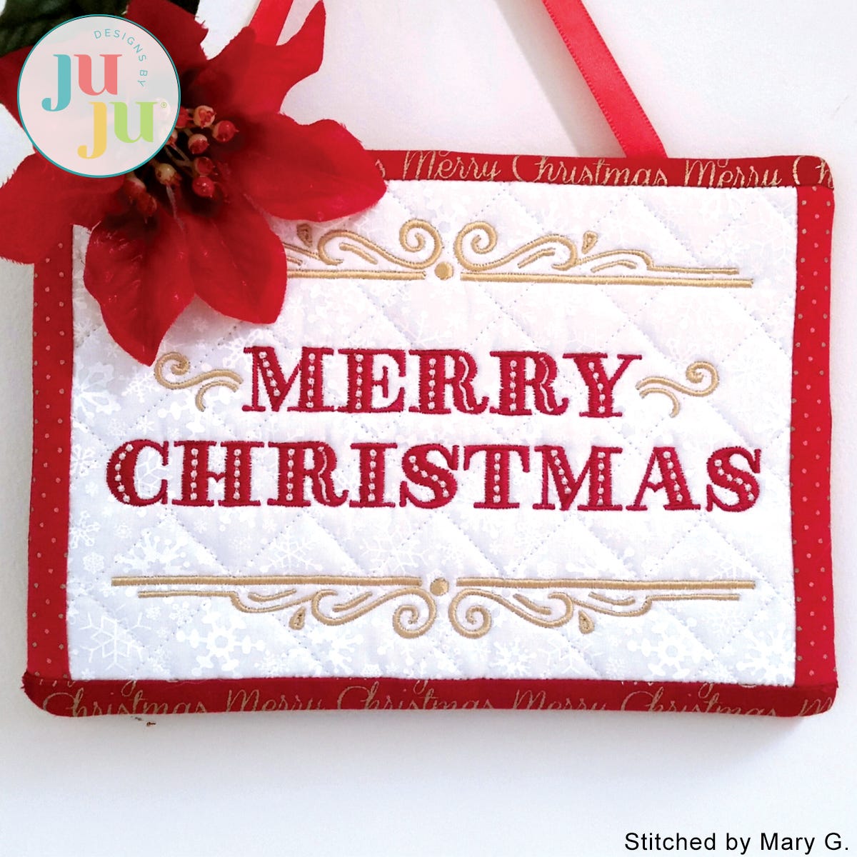 In The Hoop Merry Christmas Sign Project by Oma's Place | Machine Embroidery Designs by JuJu