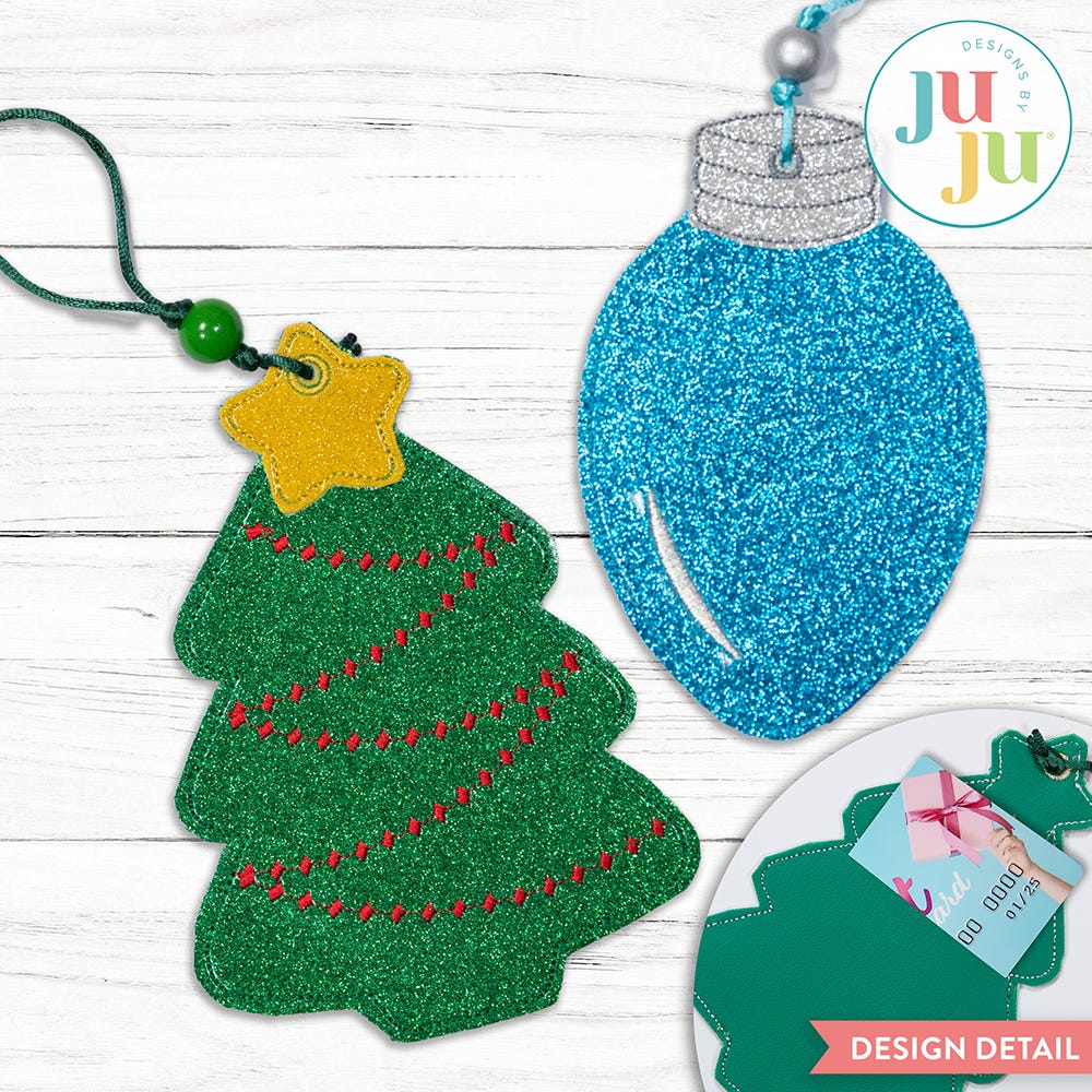 In The Hoop Christmas Gift Card Holders 1 Project | Machine Embroidery Designs by JuJu