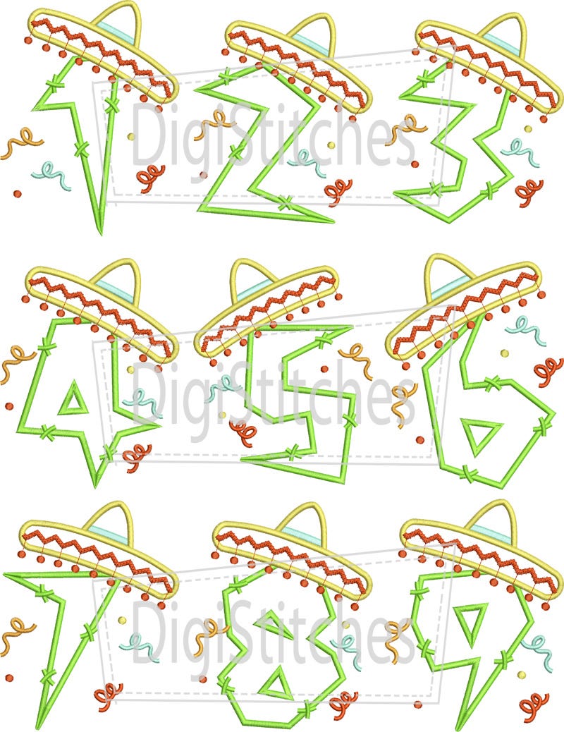 Fiesta Birthday Numbers Applique