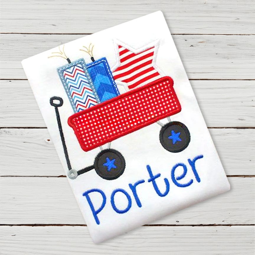 Patriotic Wagon | Machine Embroidery Designs by JuJu