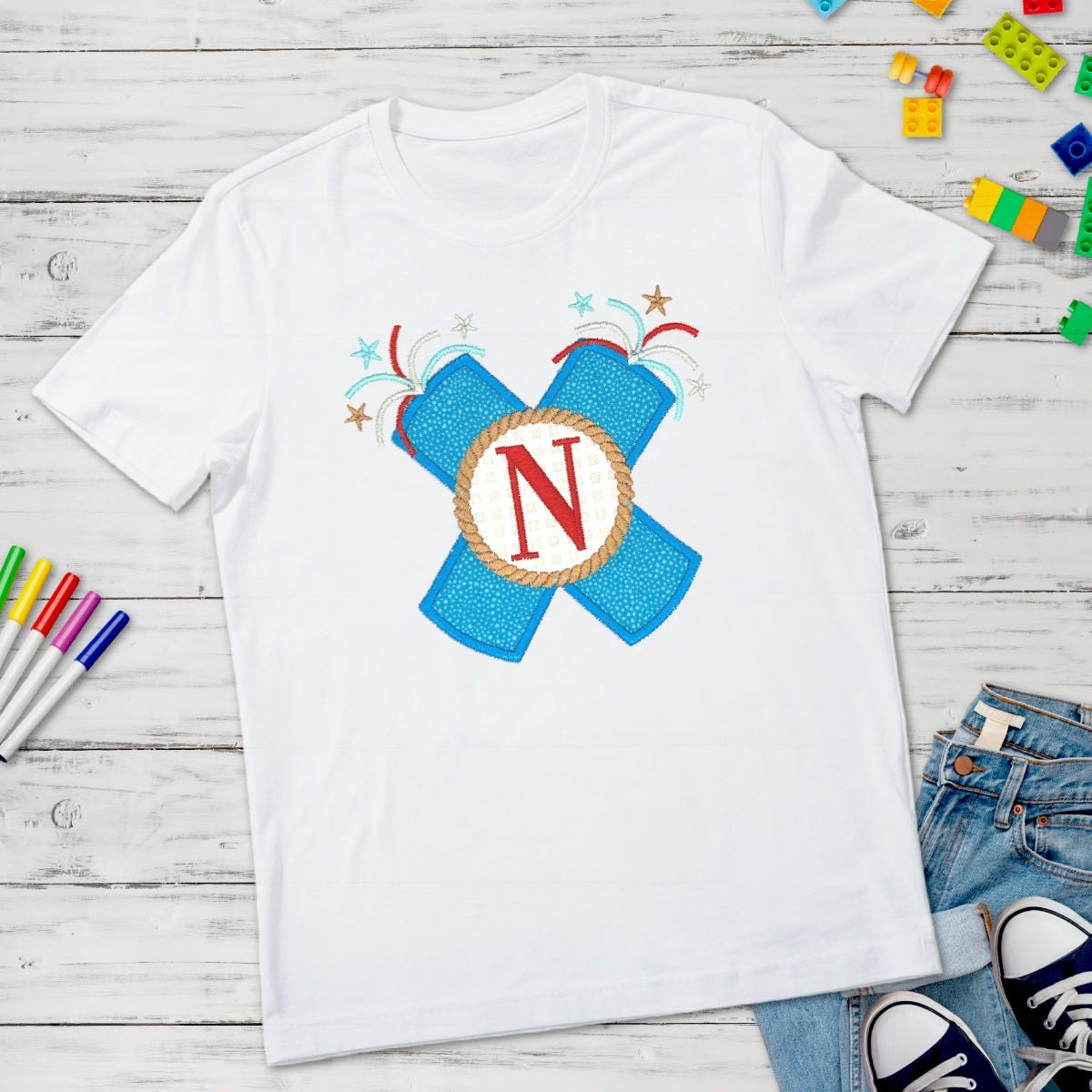 Firecracker Monogram Frame | Machine Embroidery Designs by JuJu