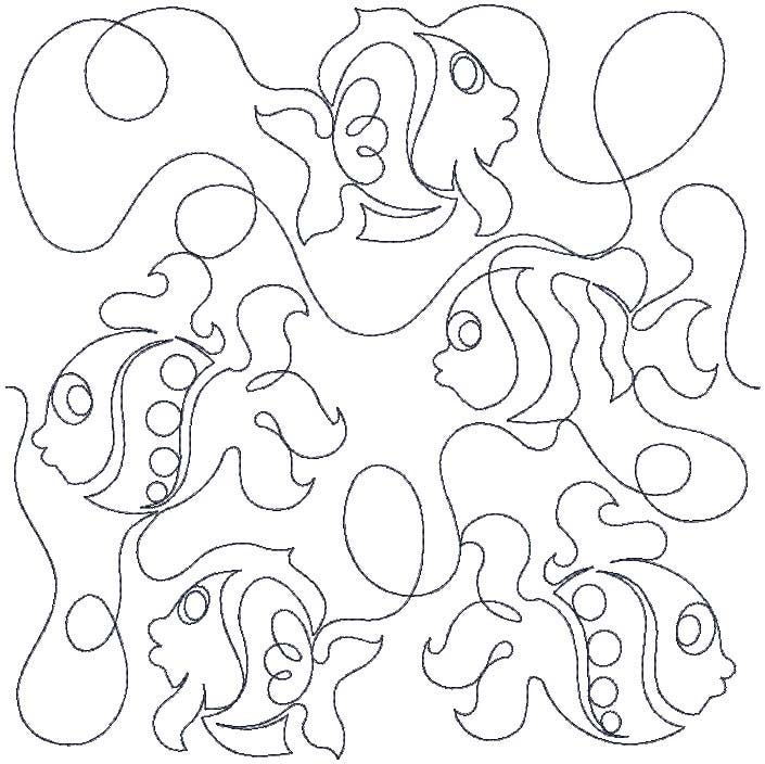 Fish 1 End-to-End Quilting | Machine Embroidery Designs by JuJu