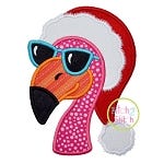 Flamingo Santa Hat Applique | Machine Embroidery Designs by JuJu