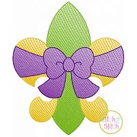 Fleur De Lis Big Bow Sketch | Machine Embroidery Designs by JuJu