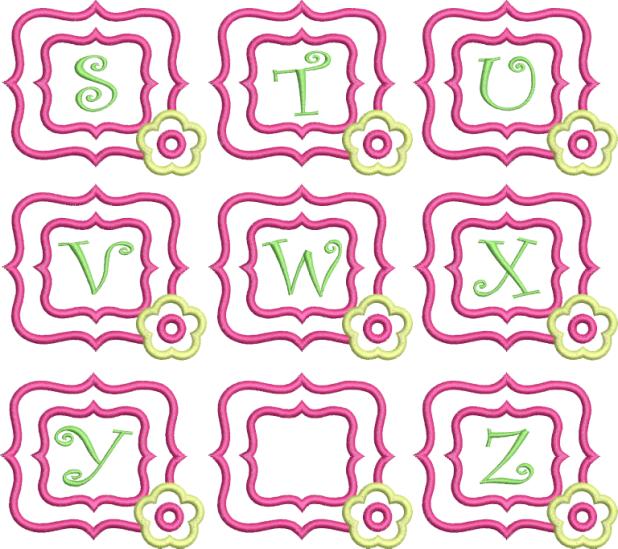 Flower Monogram Font Frame