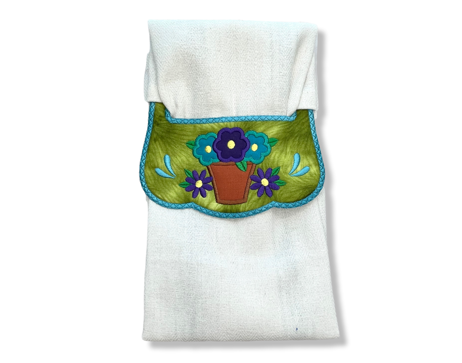 ITH Flower Pot Wrap Around Towel Topper | Machine Embroidery Designs by JuJu