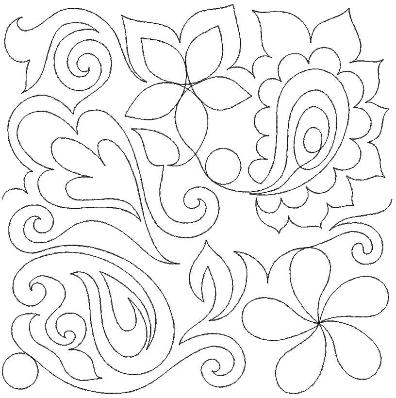 Flower Power Paisley 1 End-to-End Quilting Embroidery Design | Machine Embroidery Designs by JuJu