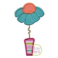 Flower Vase Applique | Machine Embroidery Designs by JuJu