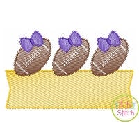 Football Bow Trio Banner Sketch Embroidery Design | Machine Embroidery Designs by JuJu