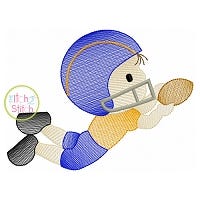 Football Boy Catching Sketch Embroidery | Machine Embroidery Designs by JuJu