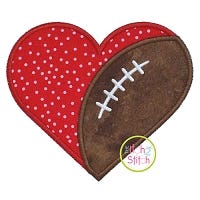 Football In Heart Applique Design | Machine Embroidery Designs by JuJu