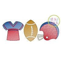 Football Trio Sketch Embroidery | Machine Embroidery Designs by JuJu