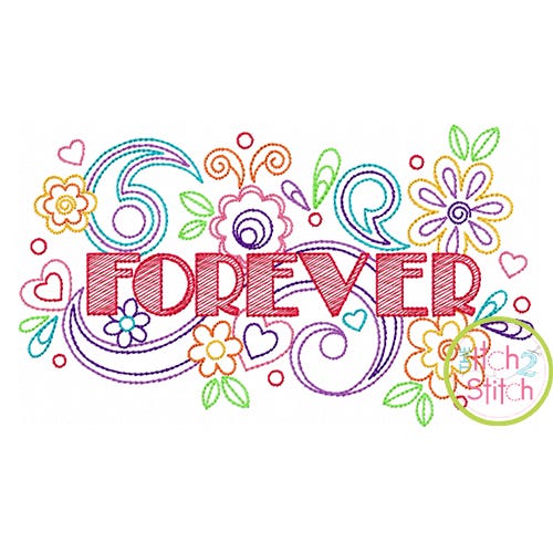 Itch 2 Stitch Forever Doodle Digital Embroidery Machine Designs by JuJu