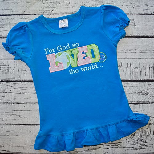 For God So Loved The World Applique | Machine Embroidery Designs by JuJu