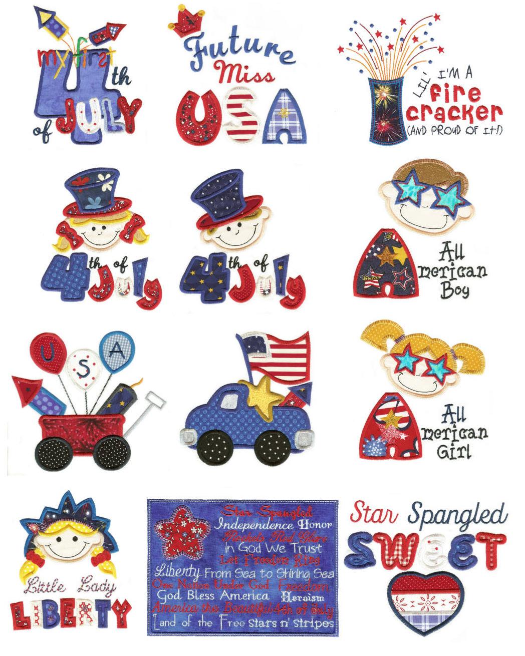 Fun on the 4th Applique Machine Embroidery Designs by JuJu 