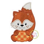 Fox with Pumpkin Boy Applique | Machine Embroidery Designs by JuJu