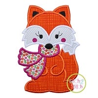 Fox with Scarf Girl Applique | Machine Embroidery Designs by JuJu