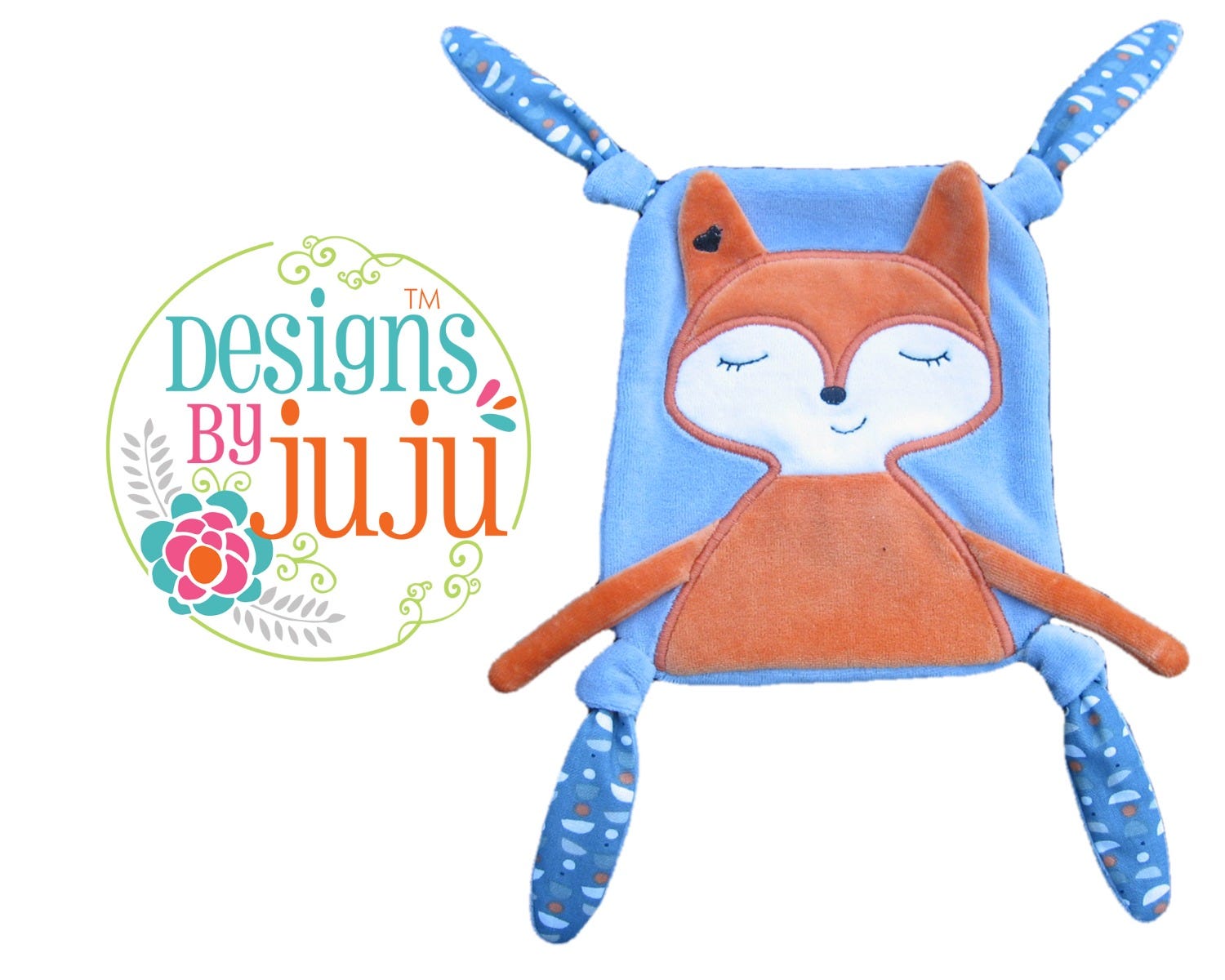 Frankie Fox Baby Toy Blanket | Machine Embroidery Designs by JuJu