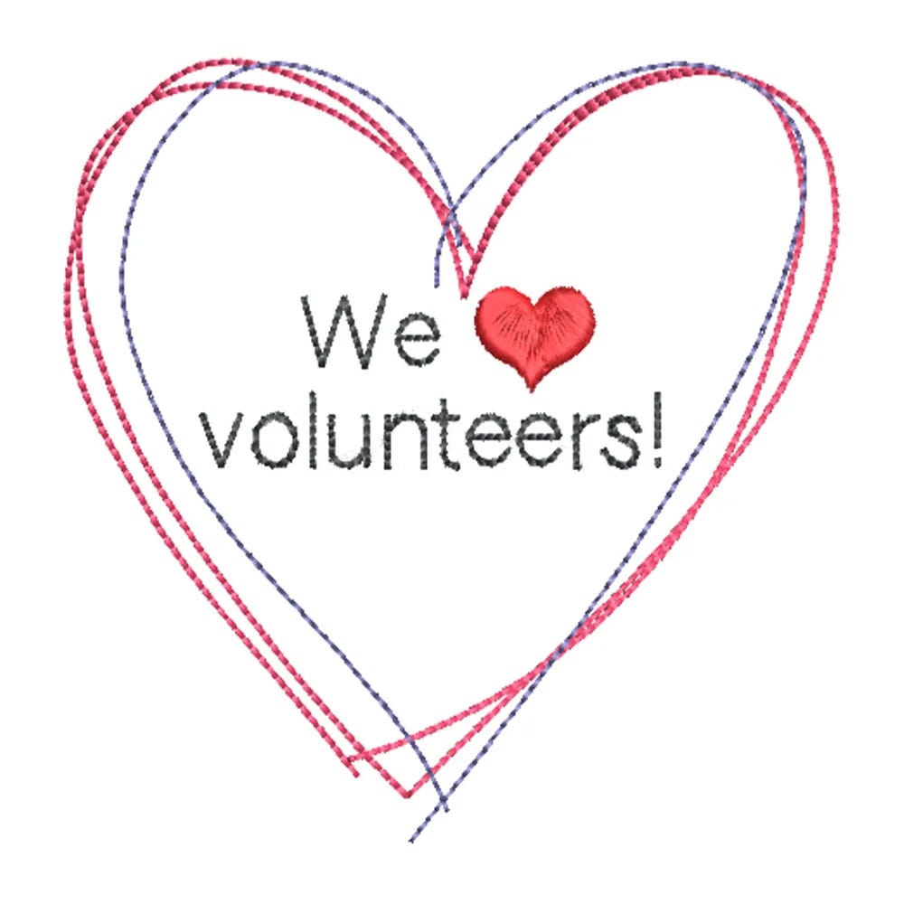 FREE We Heart Volunteers Embroidery Design | Machine Embroidery Designs by JuJu