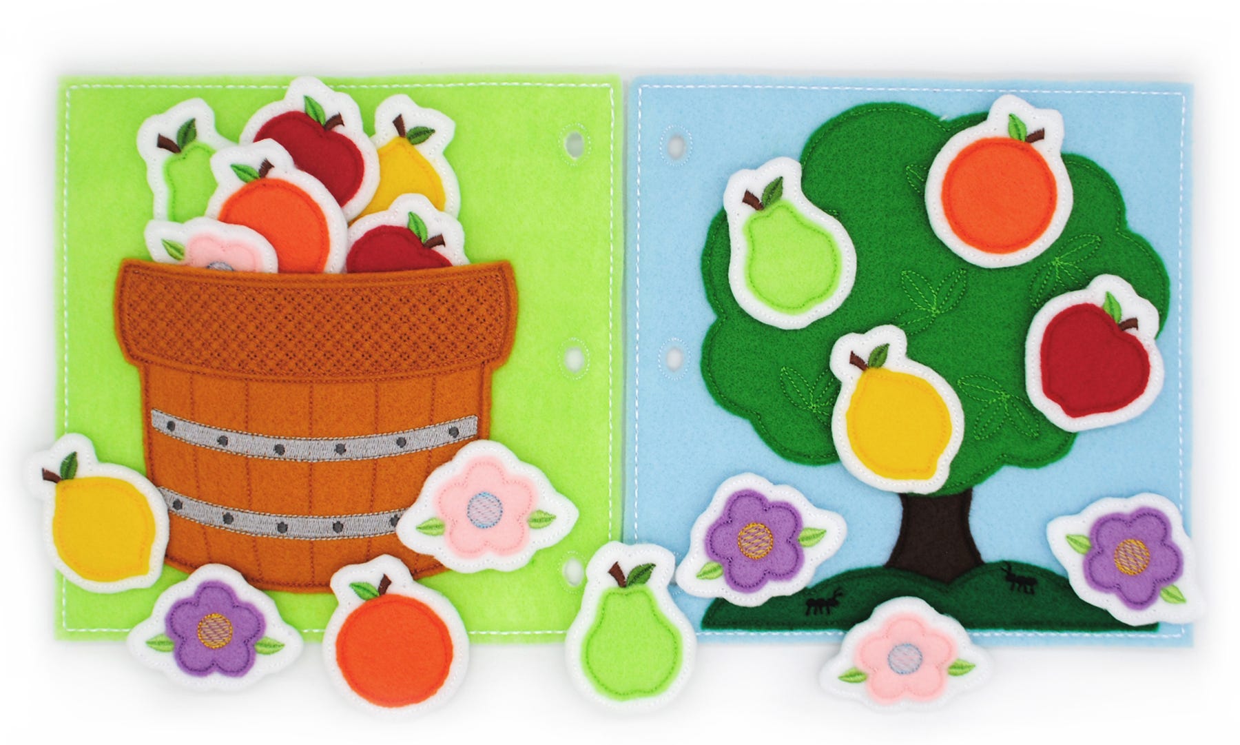 Busy Book Page Fruit Tree Deluxe | Machine Embroidery Designs by JuJu