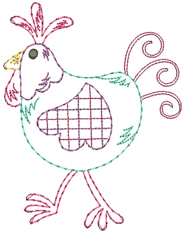Funky Chickens Vintage Stitch Machine Embroidery Designs by JuJu