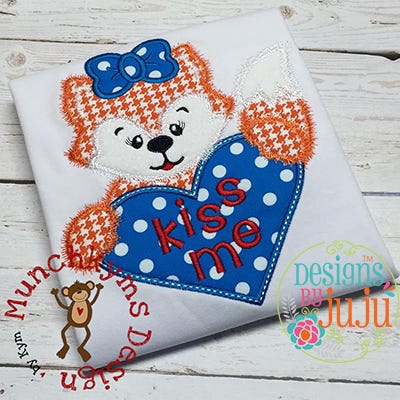 Furry Fox Girl Heart | Machine Embroidery Designs by JuJu
