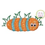 Fuzzy Caterpillar in Grass Applique | Machine Embroidery Designs by JuJu