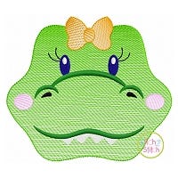 Gator Face Girl Sketch Embroidery | Machine Embroidery Designs by JuJu
