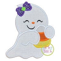 Ghost Hugging Candy Corn Girl Applique | Machine Embroidery Designs by JuJu