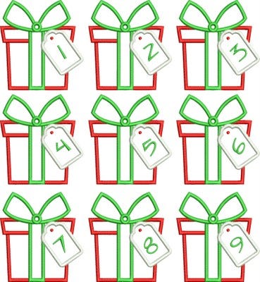 Gift Box Monogram Applique